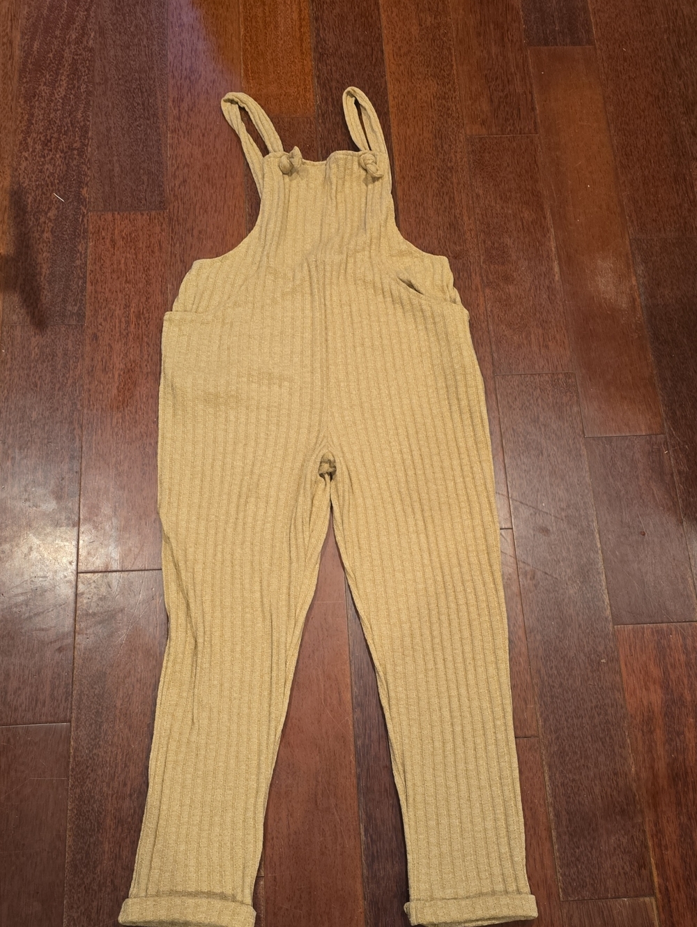 Cozy Ribbed Tan Overall Jumpsuit with Adjustable Straps ASOS Design Sz 2